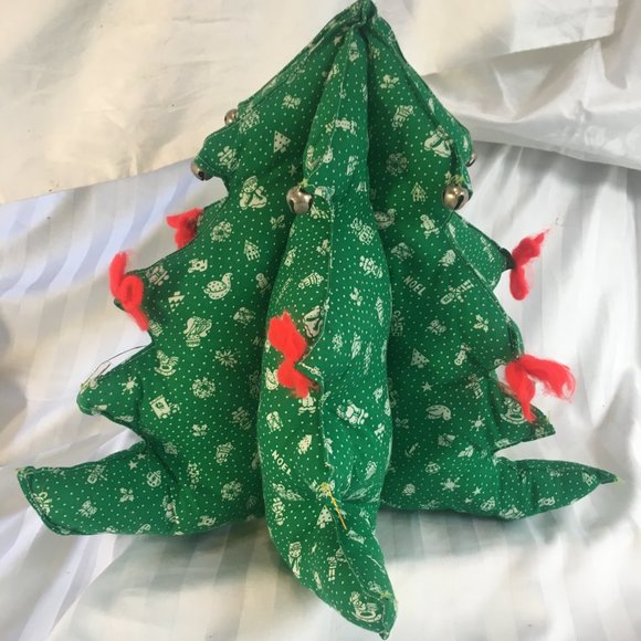 Farmhouse Christmas Tree Decoration Primitive Rustic Home Table Vtg Plush Decor - Picture 10 of 16